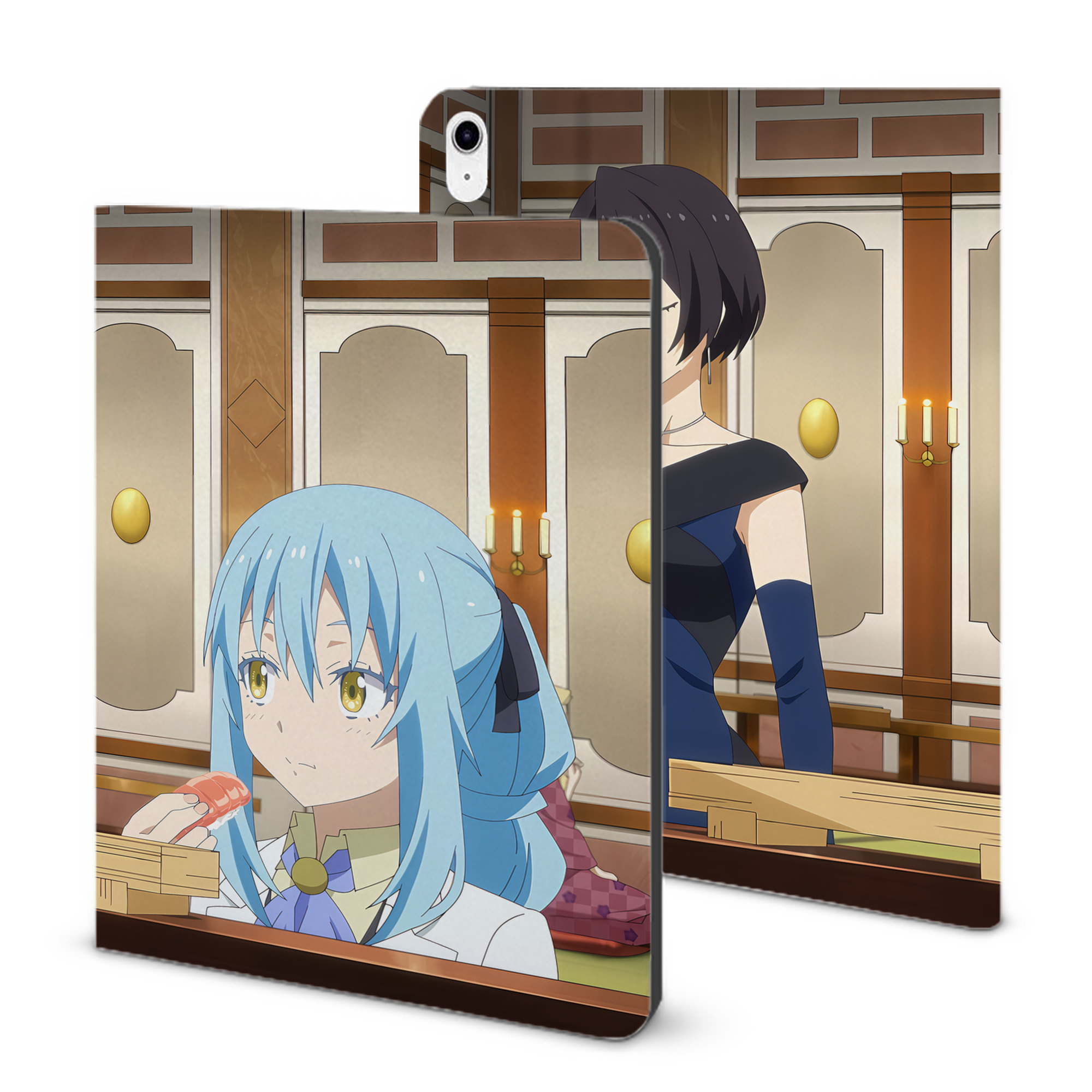 （画像用） 転スラ Regarding Reincarnated to Slime IPad ケース ブック型 PUレザー TPU 耐衝撃 軽量 薄型 ペン収納なし 全面保護 IPad 各モデル対応